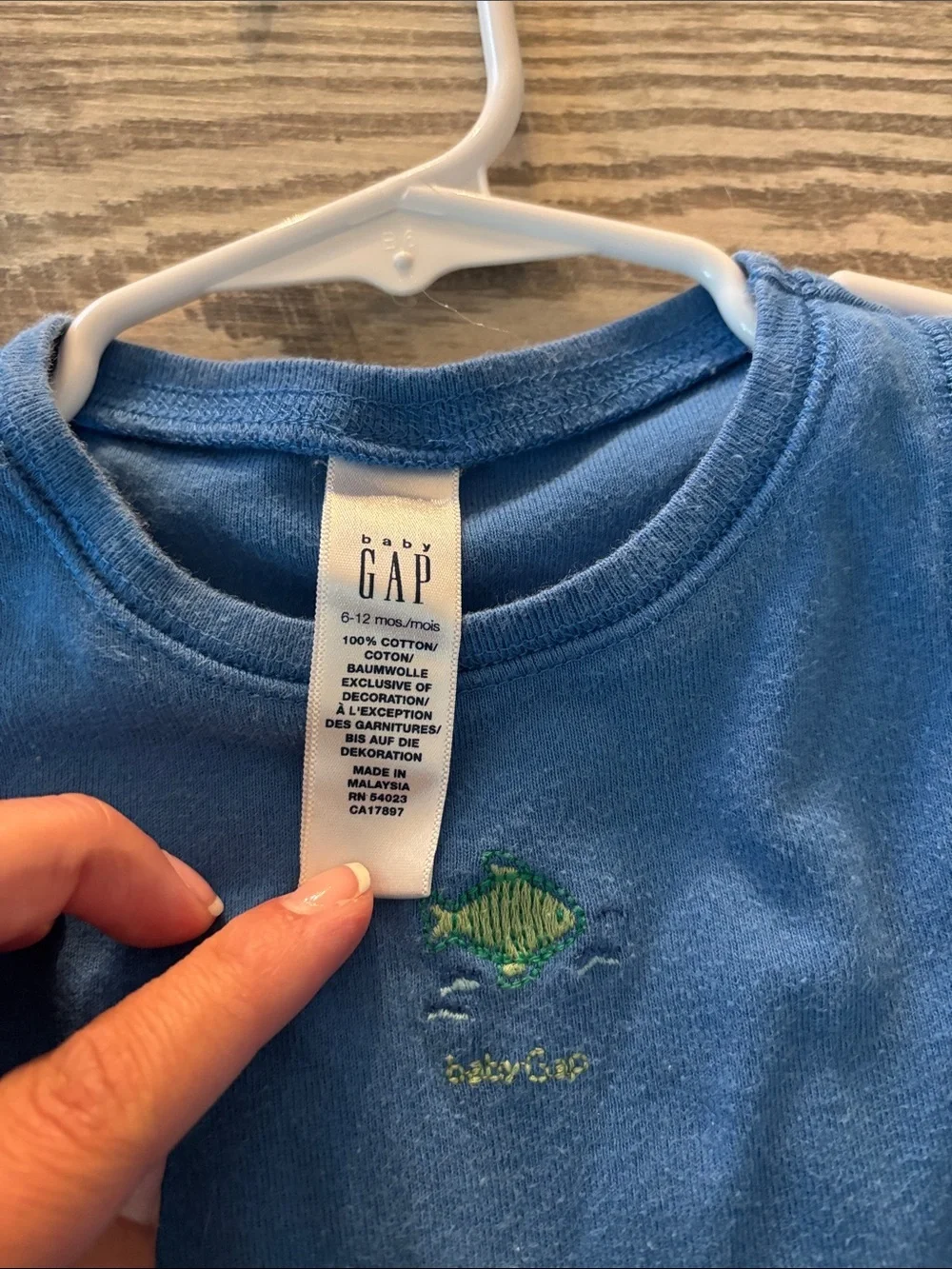 Vintage GAP Blue Sleeveless Baby Bodysuit with Fish Motif